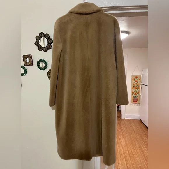 Zara Women's Double-Breasted Brown Teddy Coat - Picture 4 of 5